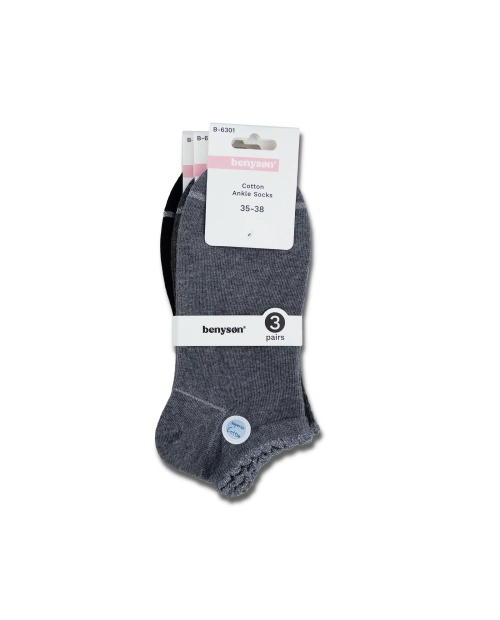 Set 3 Șosete Damă Bumbac Scurte BENYSON – Sneaker Confortabile