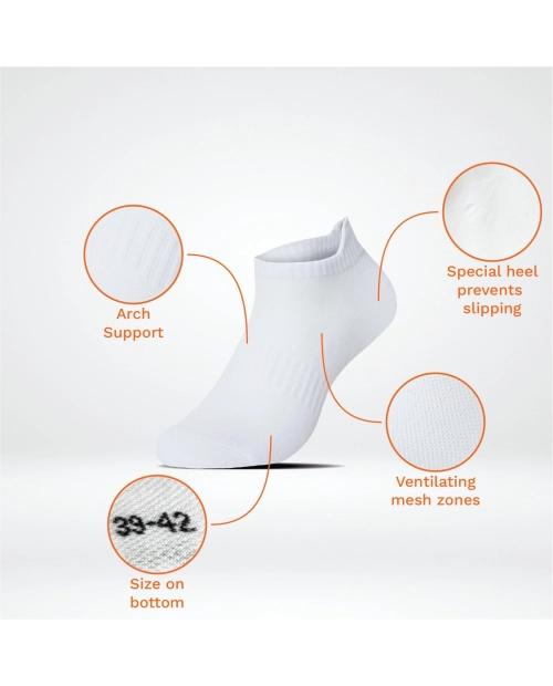 Set șosete sneakers din bumbac cu protecție călcâi, suport arc plantar
