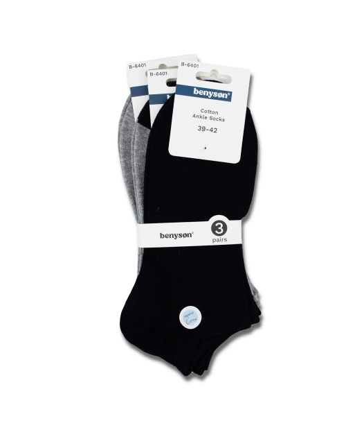 Set 3 perechi șosete scurte din bumbac pentru bărbați, negru si gri