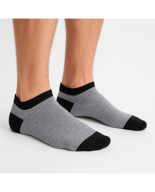 Set 3 perechi șosete scurte din bumbac pentru bărbați, negru si gri, BENYSON