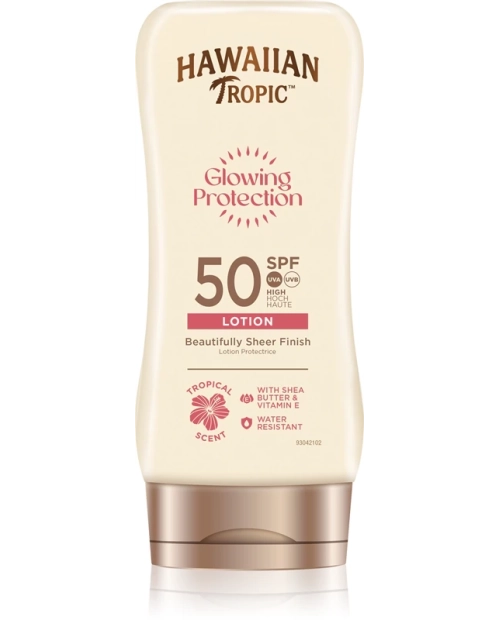 Hawaiian Tropic Glowing Protection SPF 50, loțiune protecție solară , rezistentă la apă, 180 ml
